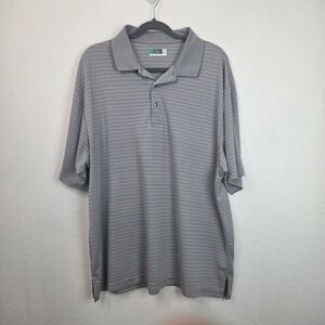 Ben Hogan Performance Polo Shirt Mens 2XL Gray Striped Short Sleeve Golf Top